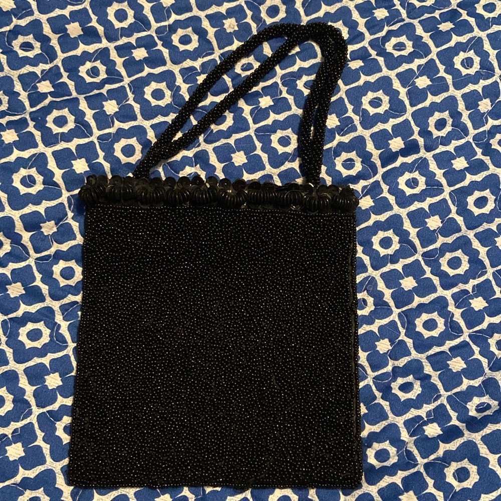 Black beaded evening bag from Bloomingdale’s!
